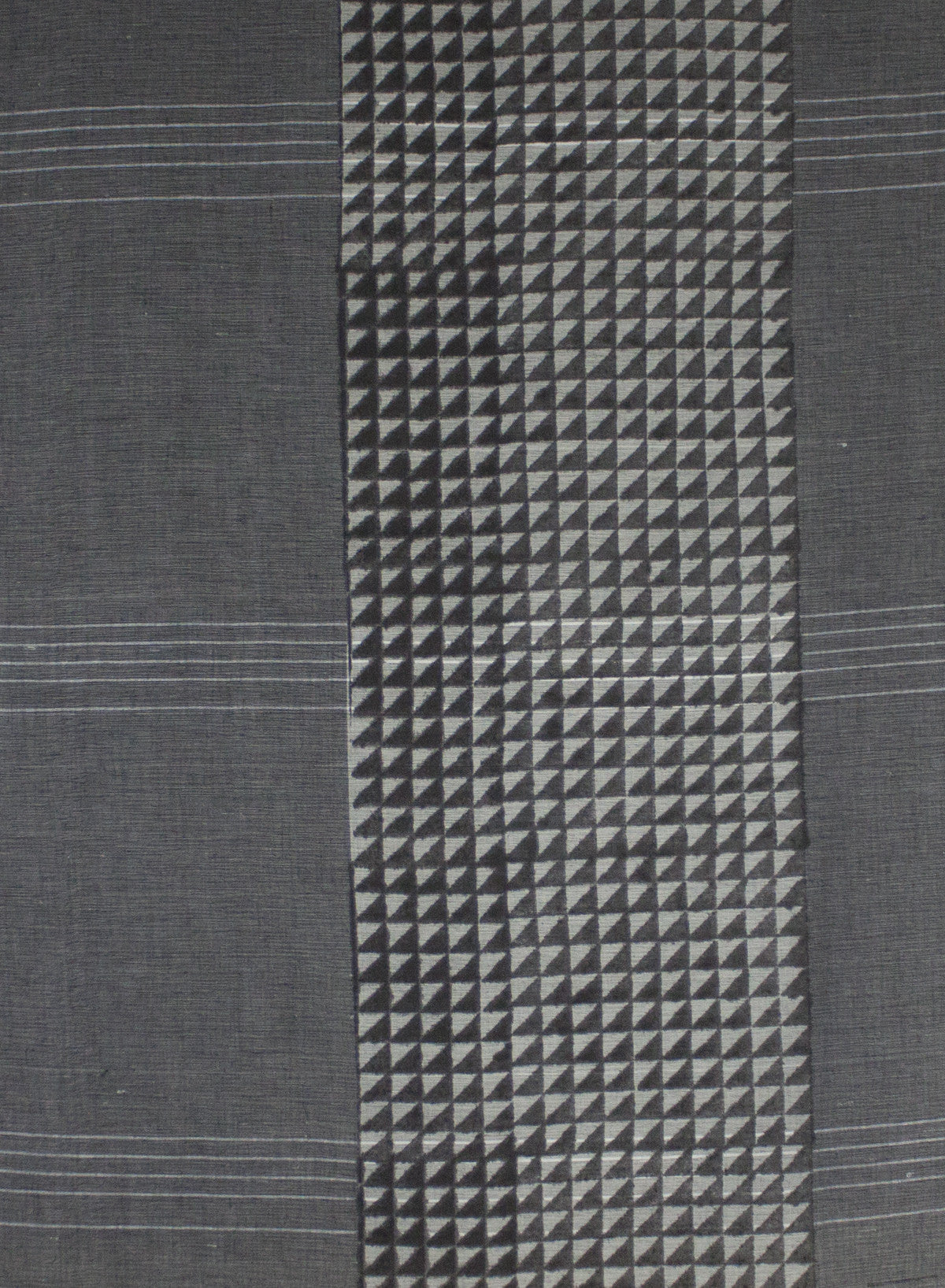 Triangle Print Chambray Cotton Scarf - Grey Black-3