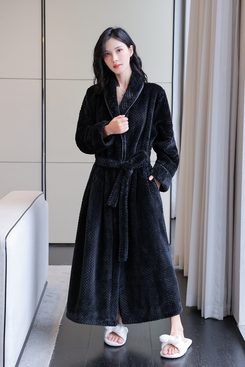 Long Bathrobe Flannel Pajamas For Couples Women's