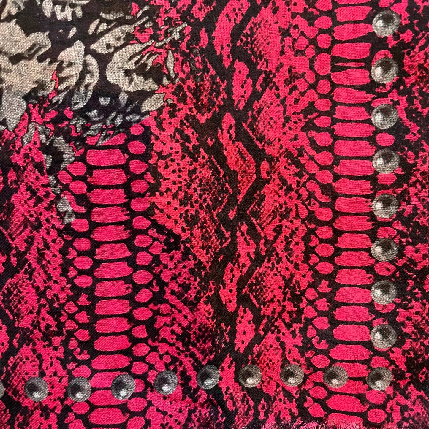 VASSILISA Scarf Pink: Snake or Dragon Print