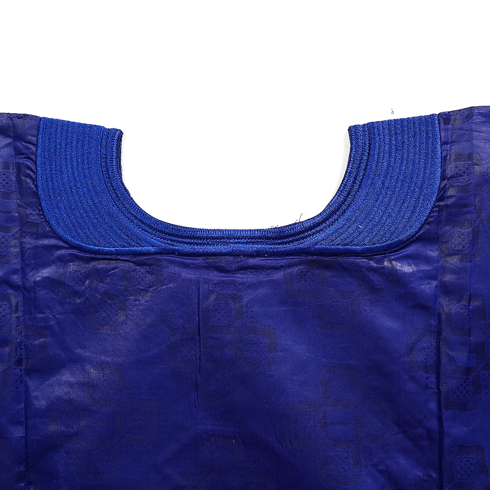 Men's African Traditional 3PCS Outfit Blue Bazin Riche Agbada Embroidered Robe