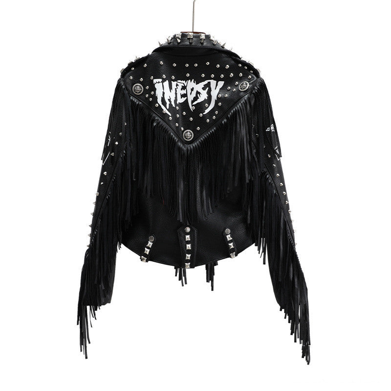 Black Street Hipster Jacket Slim Fit European And American Motorcycle Suit