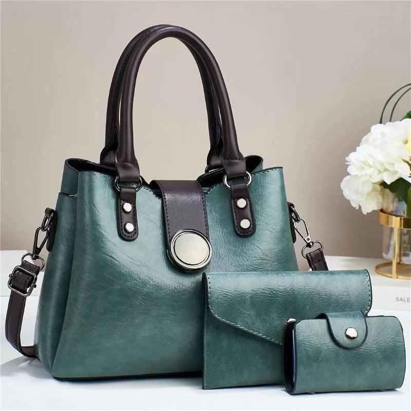 Faux Leather Shoulder, Handbags, Pouch, Wallet Set