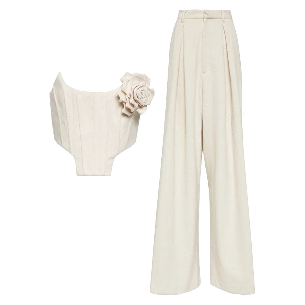 KIKI Cream Two Piece Trouser Sets