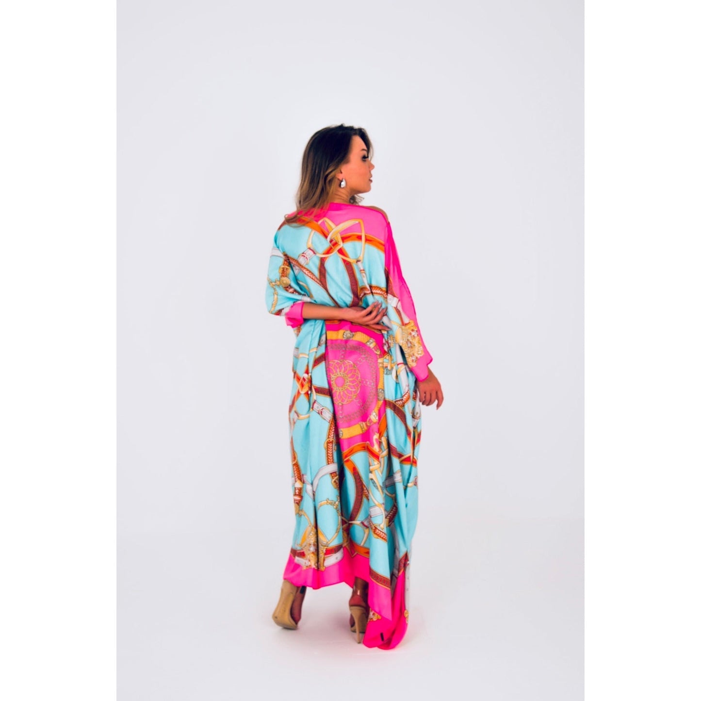 CAIRO Pink Printed Caftan Maxi Dress