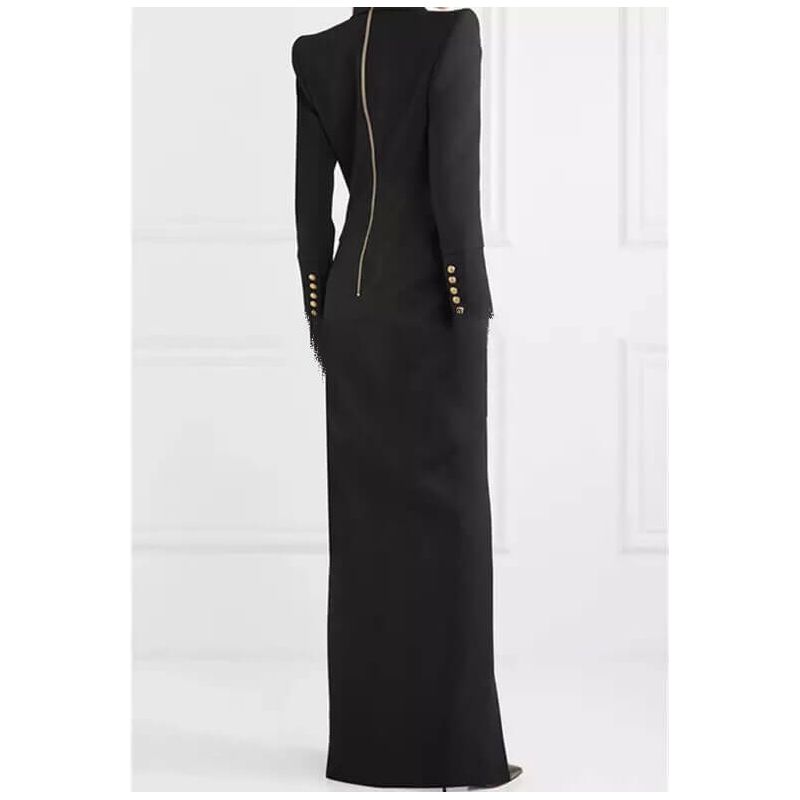 TAMMY Black Double Breasted Blazer Maxi Dress