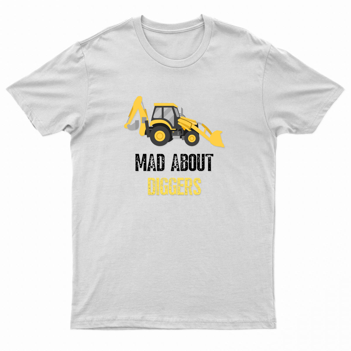 Kids Unisex "MAD ABOUT DIGGERS" Excavator Printed T-Shirt