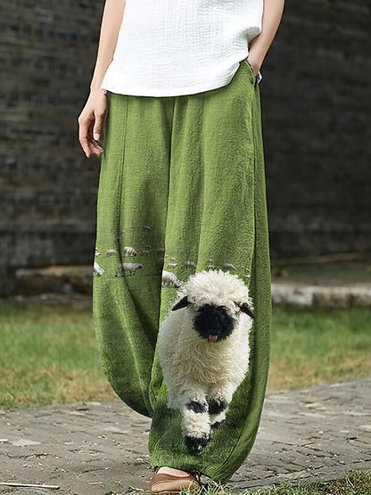 Womens Casual Loose-fitting Printed Pants