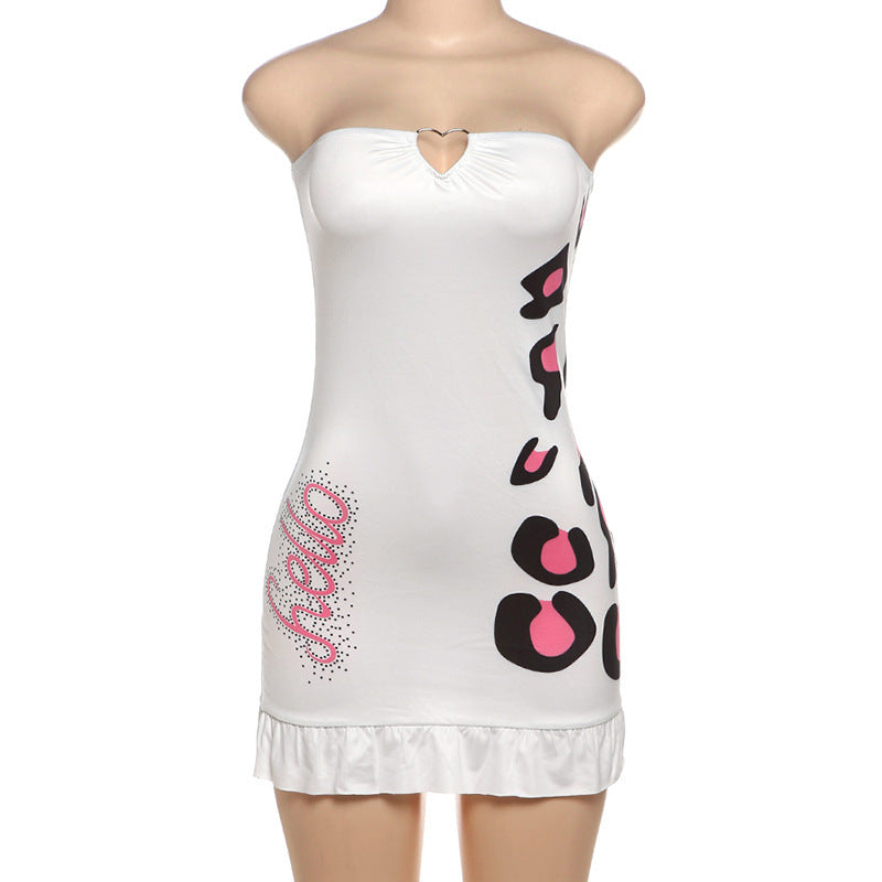 Women’s Personalized Printed Tube Top Sheath Dress – Bodycon Strapless Summer Dress