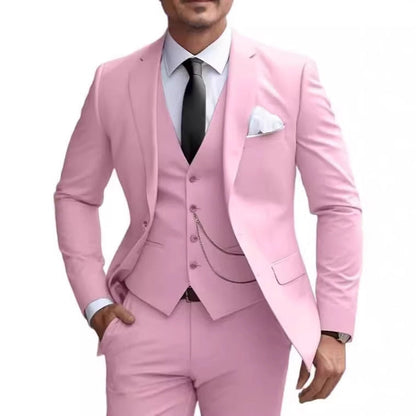 Men's Premium Slim Fit 3-Piece Business Suit - Formal Wedding Banquet Tuxedo Set
