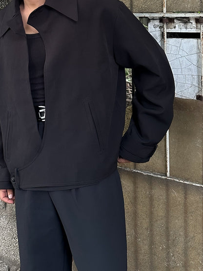 Black Collared Button-up Jacket
