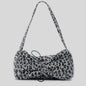 Autumn And Winter Drawstring Ruffle Zebra Stripes Underarm Bag Women