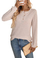 European And American Pineapple Grid Casual Button Round Neck T-shirt Knitted Long Sleeve