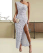 2023 Sexy Strapless Mermaid Sequin Split Dress