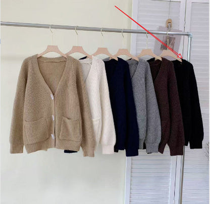 Winter New Horn Button Loose Sweater Coat