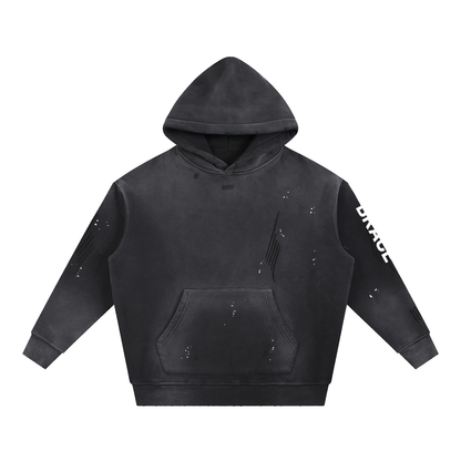 Vintage Washed Frayed Fleece Hoodie - Premium Gym Hoodie | BRACE