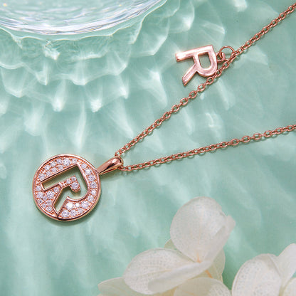 One Of The 26 Letters, R, Set With Top-quality Moissanite, Luxurious And Fashionable Light Luxury Trend Jewelry, Silver Necklace Pendant S925 Silver Electroplated Rose Gold