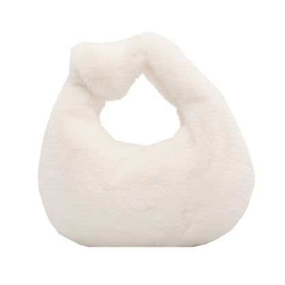 Hand-carrying Plush Tote Solid Color Single-shoulder Bag