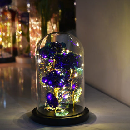 24k Gold Foil Rose Glass Cover Luminous Valentine's Day Christmas Gift