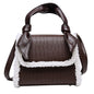 Stone Pattern Lamb Fleece Small Square Bag