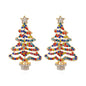 Hollow Out Christmas Tree Earrings With Diamonds