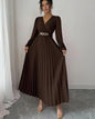 Women's Solid-color Casual Chic V-neck Dress