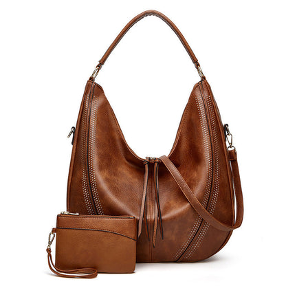 New Trend Retro Large Capacity Tote Shoulder Bag Tassel Hollow One-shoulder Casual Bag Women's Big Bag Casual Bag