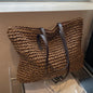Summer Woven Shoulder Bag Ins Fashion Large Capacity Handbags With Zipper Women's Beach Bags
