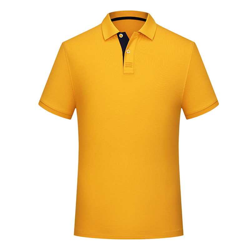 Men’s Solid Color Polo Collar Casual T-Shirt – Classic Slim Fit, Breathable Cotton