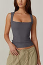 Summer Square-neck Tank Vest Ins Fashion Slim Solid Sleeveless Tops For Women Clothing