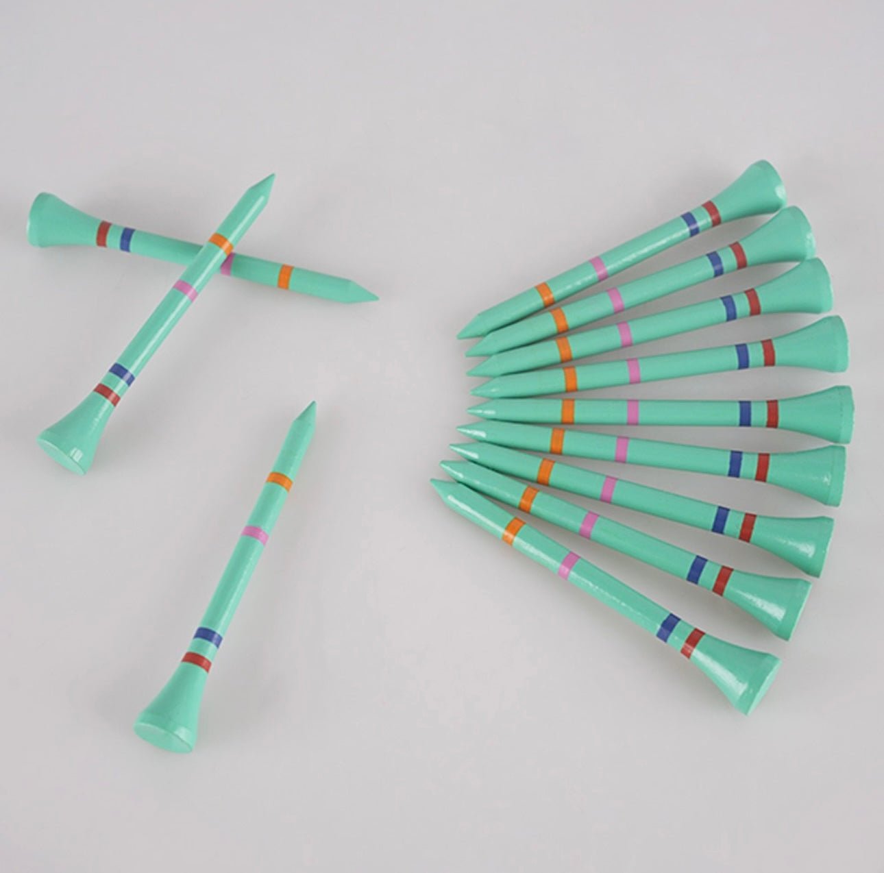 Ice Tee-Not A Castle Tee-Premium 70mm Bamboo Golf Tee With Orange, Pink, Blue & Red Castle Height Indicators-30 pack