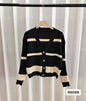 Fashion Striped Button Knitted Cardigan V-neck Women
