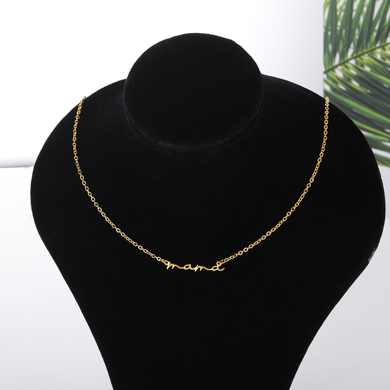 Stainless Steel Mother's Day Gift Female Jewelry English Letter Hand-painted Necklace