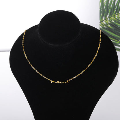 Stainless Steel Mother's Day Gift Female Jewelry English Letter Hand-painted Necklace