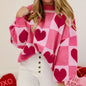 Women's Sweet Plaid Thermal Colorblock Crewneck Sweater