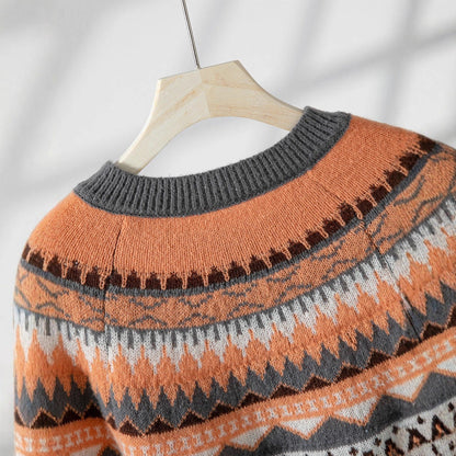 Contrast Color Single-breasted Long Sleeve Knitted Cardigan