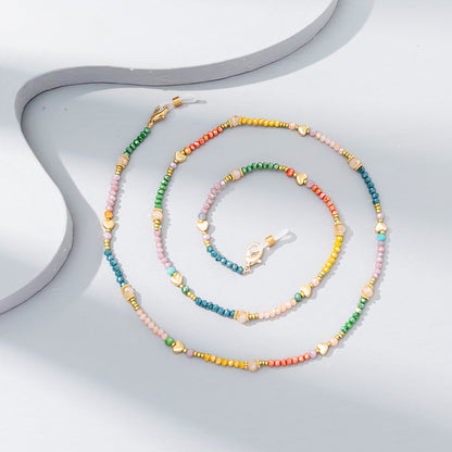 Mixed-color Crystal Beaded Eyeglass Chain, A Fashionable Street Accessory, Is A Ladies' Elegant Eyeglass Rope