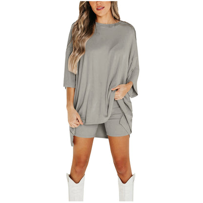 Summer Shorts Suit Fashion Loose Short-sleeved T-shirt And Slim Tight Pants Women's Clothing