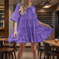 Fashionable Round-neck Loose-fit Short-sleeve Dress With Sequins