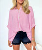 Women's Striped Fashionable Loose-fit Three-quarter-sleeve Shirt