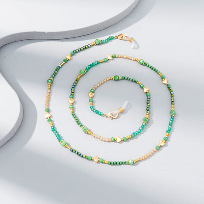 Mixed-color Crystal Beaded Eyeglass Chain, A Fashionable Street Accessory, Is A Ladies' Elegant Eyeglass Rope