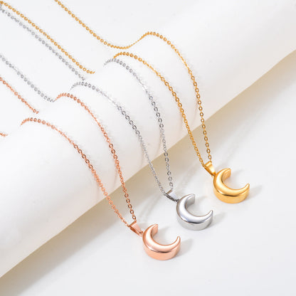 Stainless Steel Moon-Shaped Perfume Bottle Ash Pendant Necklace