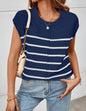 Vest Sleeveless Pullover Striped Seam Bone Stitching Casual Women's Top