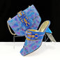 Women's Shoes And Bags Suit Camouflage Fabric Drill Buckle Decorative Casual High Heel Slippers