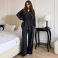 Fashionable Shirt-buttoned Tie-waisted Loose Jacket Denim Suit For Women