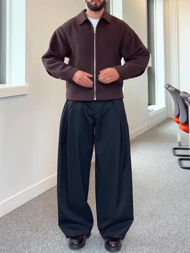 Brown Zip-Up Long Sleeve Jacket