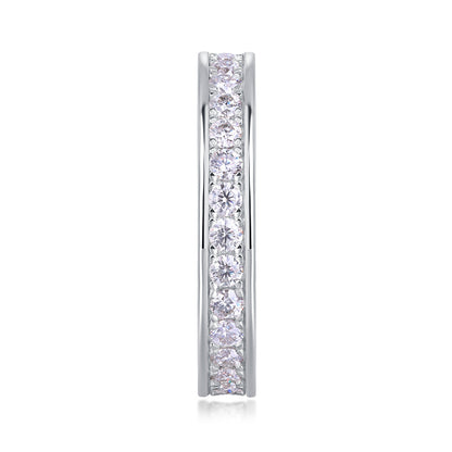 Trajectory - Set With Top-quality Moissanite S925 Silver And Platinum-plated Diamond Wedding Ring, The Ring Can Be Tested With A Diamond Pen In Gold And Rose Gold