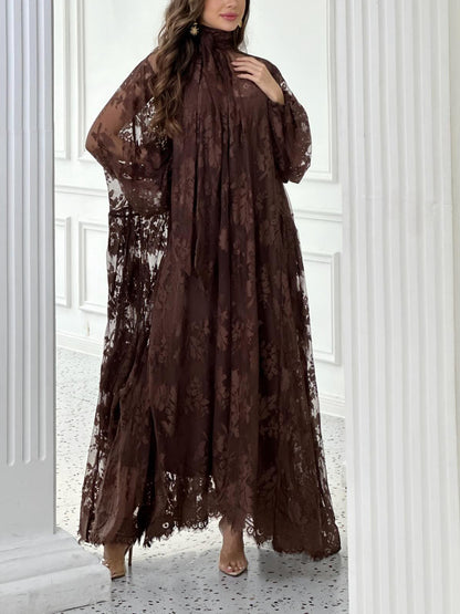 Lace Tie Double Layer Swing Dress