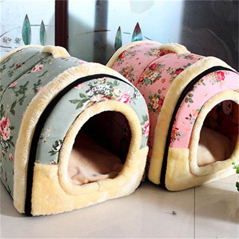 Home Pastoral Style Removable And Washable Thick Warm Cat And Dog Kennel