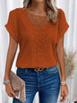 Summer Hollow Out Short-sleeved T-shirt Fashion Ethnic Style Tops Women's Clothing