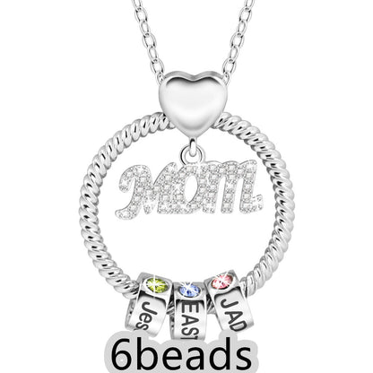 Mother's Day Gift Personalized Circle Pendant with Custom Beads Birthstone Pendant